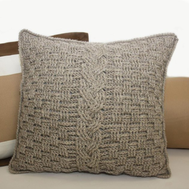 Aran Accent Pillow Knitting Patterns LoveKnitting