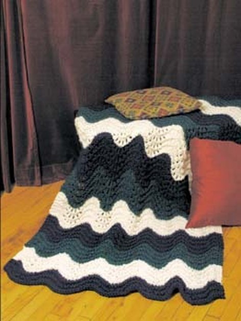 Knit Preppy and Vineyard Ripple Knit Afghan in Lion Brand ...