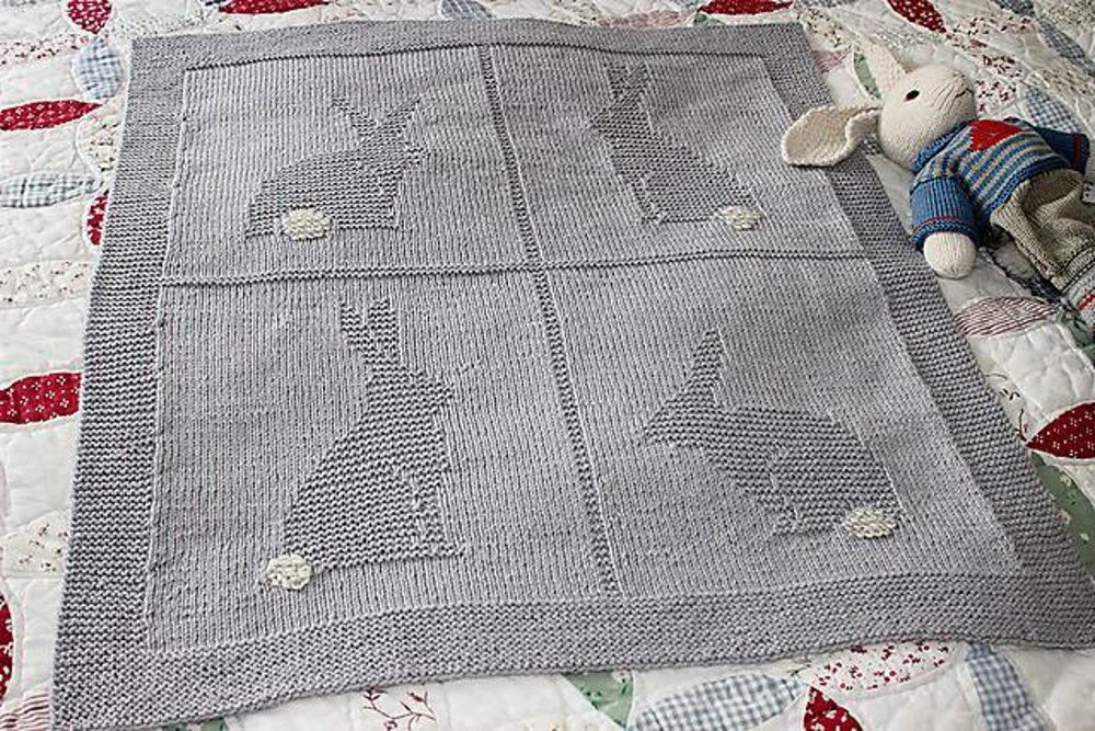 Four Bunnies Blanket Knitting pattern by Suzanne Strachan