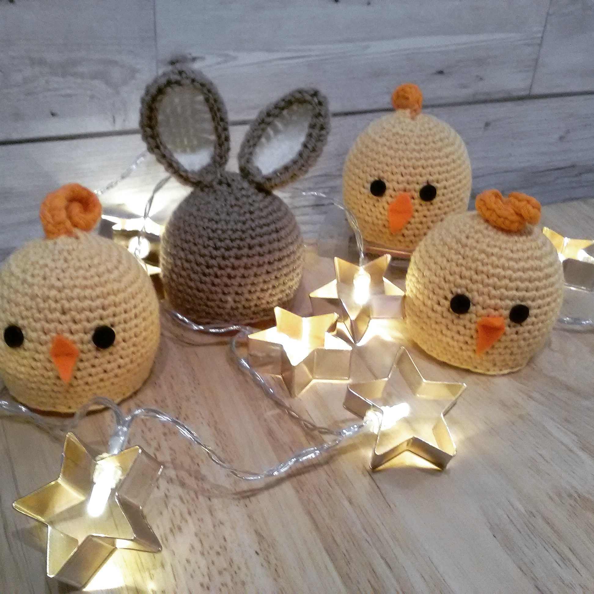 Chick & Bunny chocolate orange covers crochet project by Wendy P